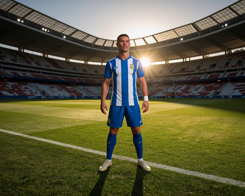 Cinematic Footballer in Portugal Stadium