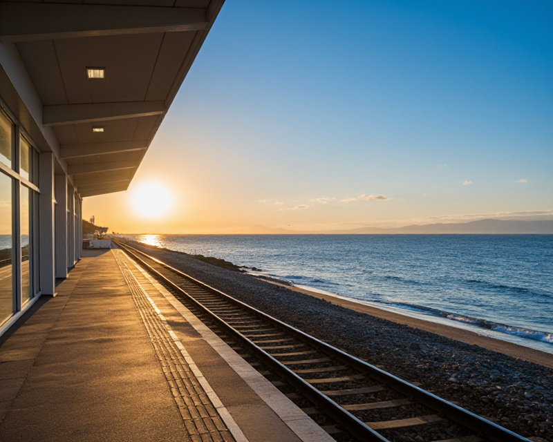 Modern Railway Station by the Sea