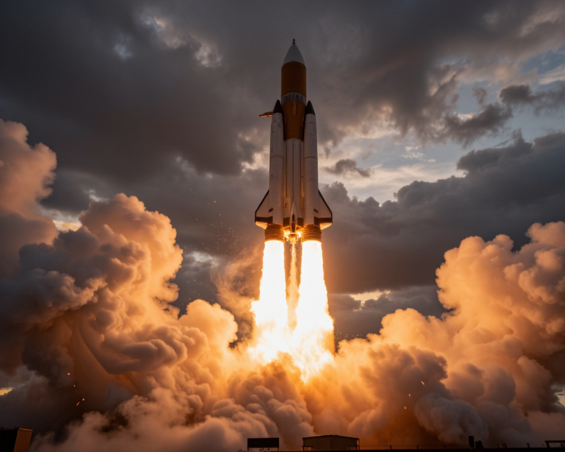 Dramatic Rocket Launch Atmosphere