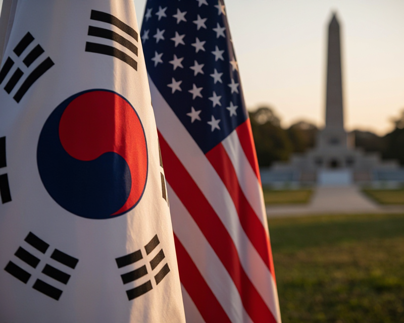 Korean and US Flags Memorial