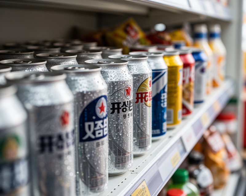 Chilled Japanese Beer Cans in Korean Store